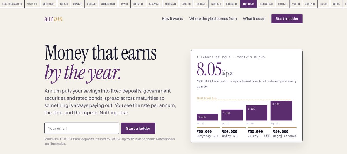 annum.in built out as a landing page